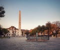 Hippodrome. Snake column.Obelisk Constantine in the Sultanahmet