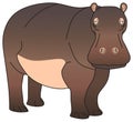 Hippopotamus amphibious vector drawing isolated white background Royalty Free Stock Photo
