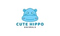 Hippopotamus or baby hippo head smile cute cartoon  logo vector  illustration Royalty Free Stock Photo