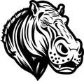 Hippopotamus - black and white isolated icon - vector illustration Royalty Free Stock Photo