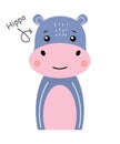 Hippopotamus . Cartoon character . Vector