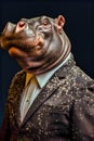 a hippopotamus dressed in a mans business suit, Generative AI