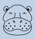 Hippopotamus face in doodle style.