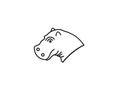 Hippopotamus face shape, sketch, art drawing or logo isolated on white background. Animals and wildlife concept. Royalty Free Stock Photo