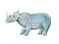 Hippopotamus hand drawn with watercolors Aquarelle illustration