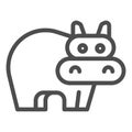 Hippopotamus line icon. Cute hippo, animal standing and staring, simple silhouette. Animals vector design concept