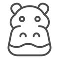 Hippopotamus line icon. Cute hippos face looking at you, simple silhouette. Animals vector design concept, outline style