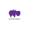 Hippopotamus logo animal cute small design illustration clipart vector Royalty Free Stock Photo