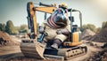 Hippopotamus Operating Excavator Royalty Free Stock Photo