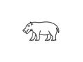 Hippopotamus outline, sketch, art, drawing isolated on white background. Animals and wildlife concept. Royalty Free Stock Photo