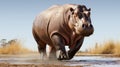 Powerful And Realistic 3d Rendering Of A Giant Hippo Walking