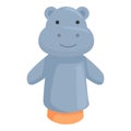 Hippopotamus puppet toy icon cartoon vector. Grey funny character Royalty Free Stock Photo