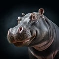 Lively Hippopotamus Portraiture On Black Background