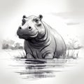 Hippopotamus Sketch: Detailed Drawing Of A Majestic Hippo