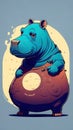 Hippopotamus. Vector illustration of a cartoon hippo Royalty Free Stock Photo