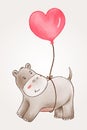 Hippopotamus was hanged with heart shape balloon .