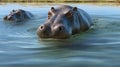 Hippopotamus & x28;Hippos& x29; in the water. generative ai