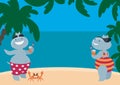 Hippopotamuses having a rest on the beach Royalty Free Stock Photo