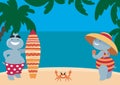 Hippopotamuses having a rest on the beach Royalty Free Stock Photo