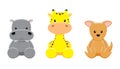 Hippotamus Giraffe Wallaby Doll Set Cartoon Royalty Free Stock Photo