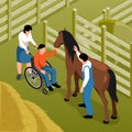 Hippotherapy Isometric Vector Illustration Royalty Free Stock Photo