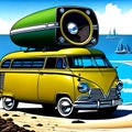 Hippy Fantasy Van Car With Big Audio Speaker
