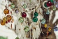 Hippy market in Ibiza, Spain. Dreamcatcher and typical hippy crafts, handmade in the markets of the island Royalty Free Stock Photo