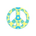 A hippy peace sign in ukrainian colors