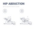 Hips Abduction with Resistance Band Female Home Workout Exercise Guidance Illustration.