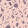 Hipster accessories seamless pattern