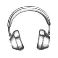 Hipster Accessory Wireless Headphones Ink Vector