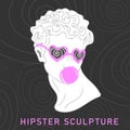 Hipster ancient greek sculpture. Stylized posters in a modern psychedelic style