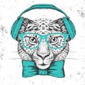 Hipster animal guepard. Hand drawing Muzzle of guepard