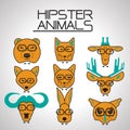 Hipster animal icons set Royalty Free Stock Photo