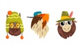 Hipster Animals Set, Portrait of Owl, Eagle, Donkey in Retro Sunglasses and Caps Cartoon Vector Illustration