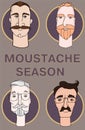 Hipster barbershop cartoon people with beards moustaches and various stylish haircuts.