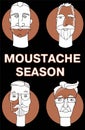 Hipster barbershop cartoon people with beards moustaches and various stylish haircuts.