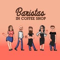 Hipster baristas concept. Hand drawn style. Royalty Free Stock Photo