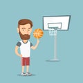 Hipster basketball player spinning a ball.