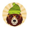 Hipster bear cool sketch Royalty Free Stock Photo