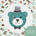 Hipster Bear Head Card vector illustration Royalty Free Stock Photo