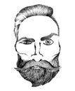 Hipster bearded man with crazy look. Graphic element for babershops design etc