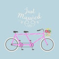 Hipster bicycle wedding just marriage flat vector illustration.