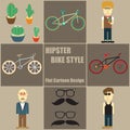 Hipster Bike Style People Flat Cartoon