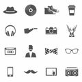 Hipster Black Icons Set