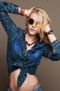 Hipster blond girl in sunglasses Royalty Free Stock Photo