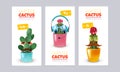 Hipster Cactus Banners Set