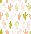 Hipster cactus seamless pattern. Cacti tribal boho background. Fabric print design. Royalty Free Stock Photo