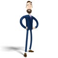 Hipster cartoon businessman standing in superhero, pride pose - 3D illustration