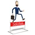 Hipster cartoon character businessman jumps over an obstacle Royalty Free Stock Photo